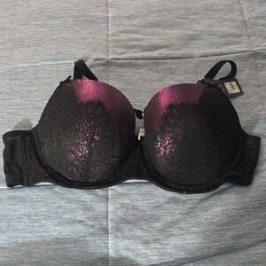 Cacique Black and Purple Lace Bra